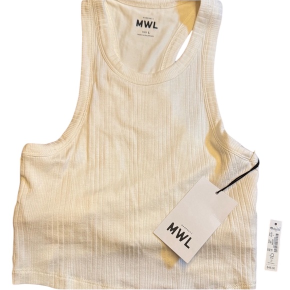 Madewell Tops - Madewell Ivory Ribbed Crop Racerback Tank Top